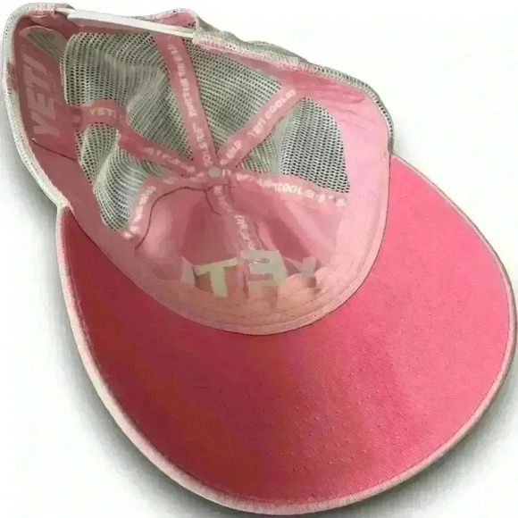 Pink Yeti Coolers Mesh‎ Trucker Snapback Hat Adjustable Distressed White Logo - Picture 8 of 9